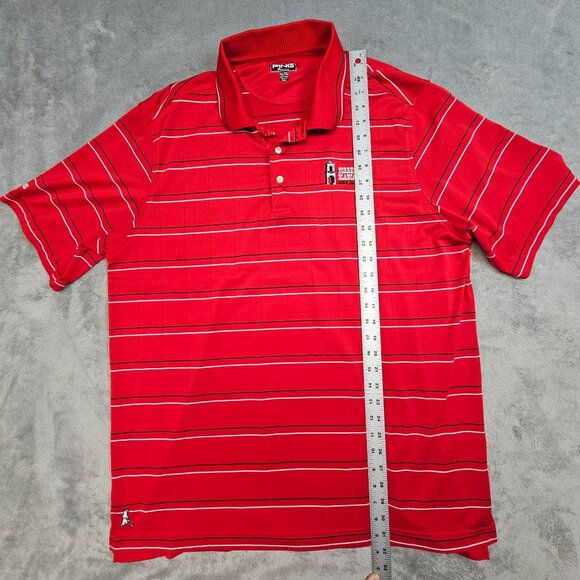 Ping Golf Polo Shirt Men's XL‎ Red Striped Torres Blancas Golf Club Spain - Picture 6 of 11